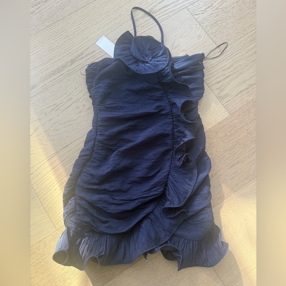 Nwt moon river navy rosette mini dress